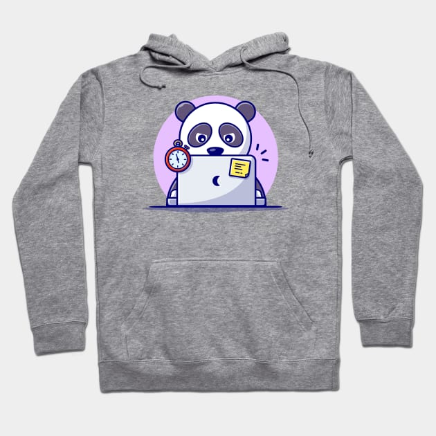 Cute Panda Operating Laptop Hoodie by Catalyst Labs